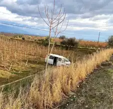 Denizli Buldan'da Panelvan Kazası: Üzüm Bağına Uçtu!